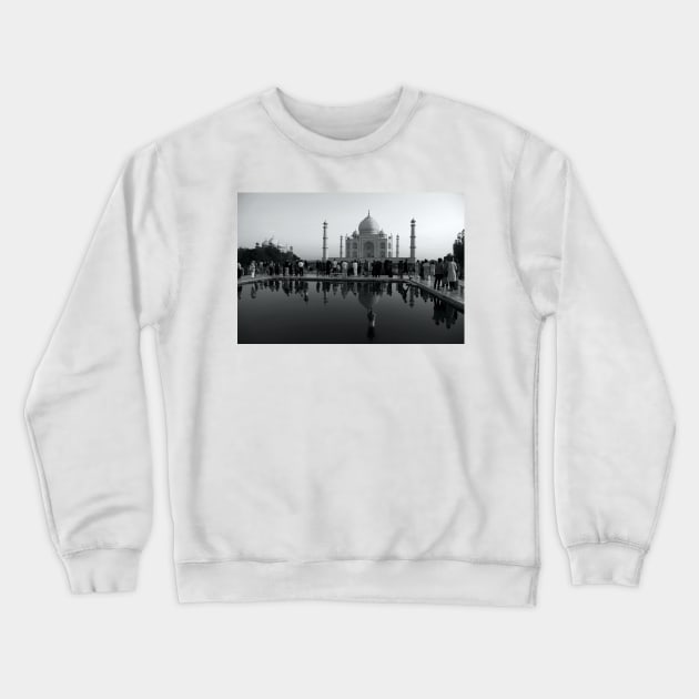 The Taj Mahal, Tourists and Reflections Crewneck Sweatshirt by JohnDalkin